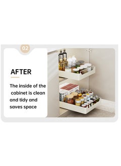 XiuWoo Pull Out Cabinet Drawer Shelf Organizer, Slide Out Drawer Storage Shelves for Kitchen Cupboard, Roll-Out Sliding Drawer, Roll-Out Sliding Under Sink storage  with 2 Slider, No Need Drill and Nailing  - Image 4