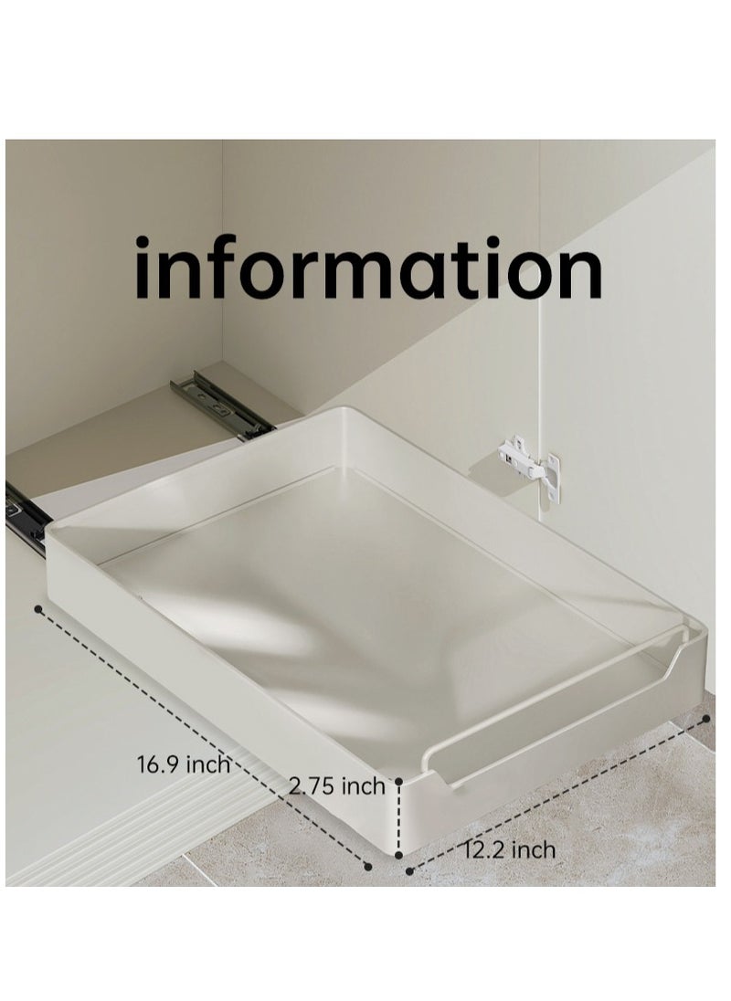 XiuWoo - Pull Out Cabinet Drawer Shelf Organizer, Slide Out Drawer Storage Shelves for Kitchen Cupboard, Roll-Out Sliding Drawer, Roll-Out Sliding Under Sink storage  with 2 Slider, No Need Drill and Nailing - Image 1