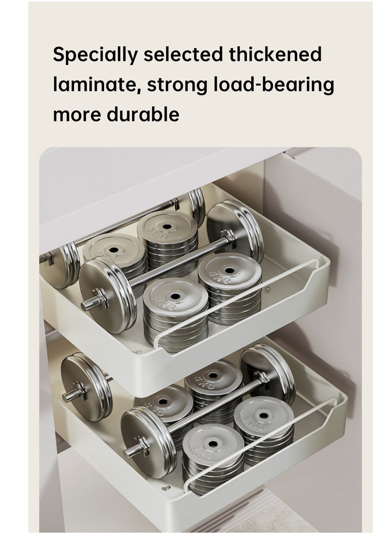 XiuWoo - Pull Out Cabinet Drawer Shelf Organizer, Slide Out Drawer Storage Shelves for Kitchen Cupboard, Roll-Out Sliding Drawer, Roll-Out Sliding Under Sink storage  with 2 Slider, No Need Drill and Nailing - Image 1