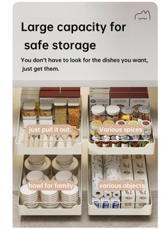 XiuWoo Pull Out Cabinet Drawer Shelf Organizer, Slide Out Drawer Storage Shelves for Kitchen Cupboard, Roll-Out Sliding Drawer, Roll-Out Sliding Under Sink storage  with 2 Slider, No Need Drill and Nailing  - Image 5