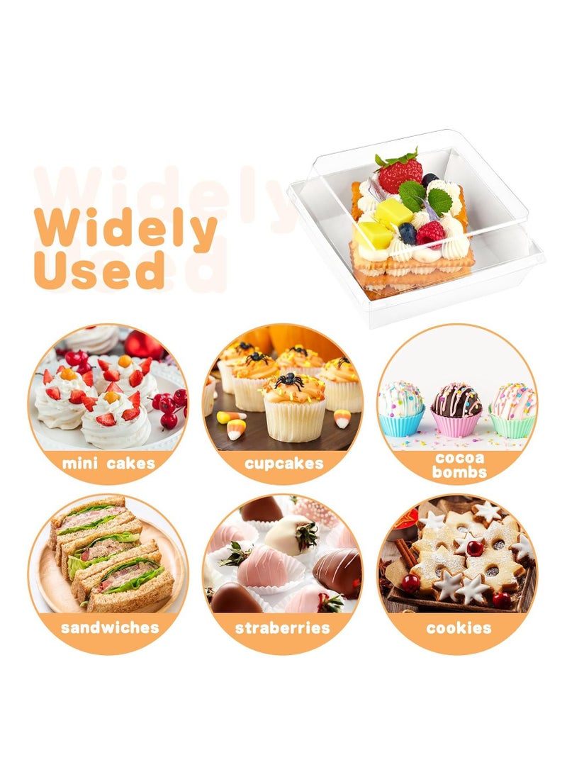 50 Pack Bakery Boxes  Small Dessert Boxes To Go  4 Inch Paper Mini Cake Boxes, Clear Treat Boxes, Disposable Cookie Cake Slice Containers for Charcuterie, Strawberries, Baked Goods  - Image 4