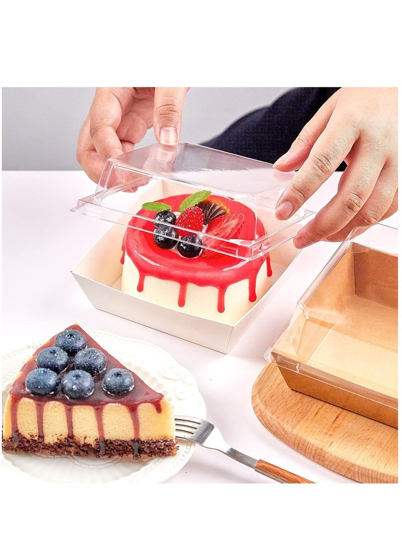 50 Pack Bakery Boxes  Small Dessert Boxes To Go  4 Inch Paper Mini Cake Boxes, Clear Treat Boxes, Disposable Cookie Cake Slice Containers for Charcuterie, Strawberries, Baked Goods  - Image 2