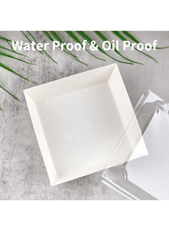 50 Pack Bakery Boxes  Small Dessert Boxes To Go  4 Inch Paper Mini Cake Boxes, Clear Treat Boxes, Disposable Cookie Cake Slice Containers for Charcuterie, Strawberries, Baked Goods - Image 5