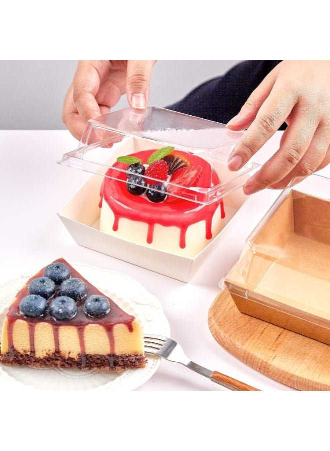 50 Pack Bakery Boxes  Small Dessert Boxes To Go  4 Inch Paper Mini Cake Boxes, Clear Treat Boxes, Disposable Cookie Cake Slice Containers for Charcuterie, Strawberries, Baked Goods - Image 2