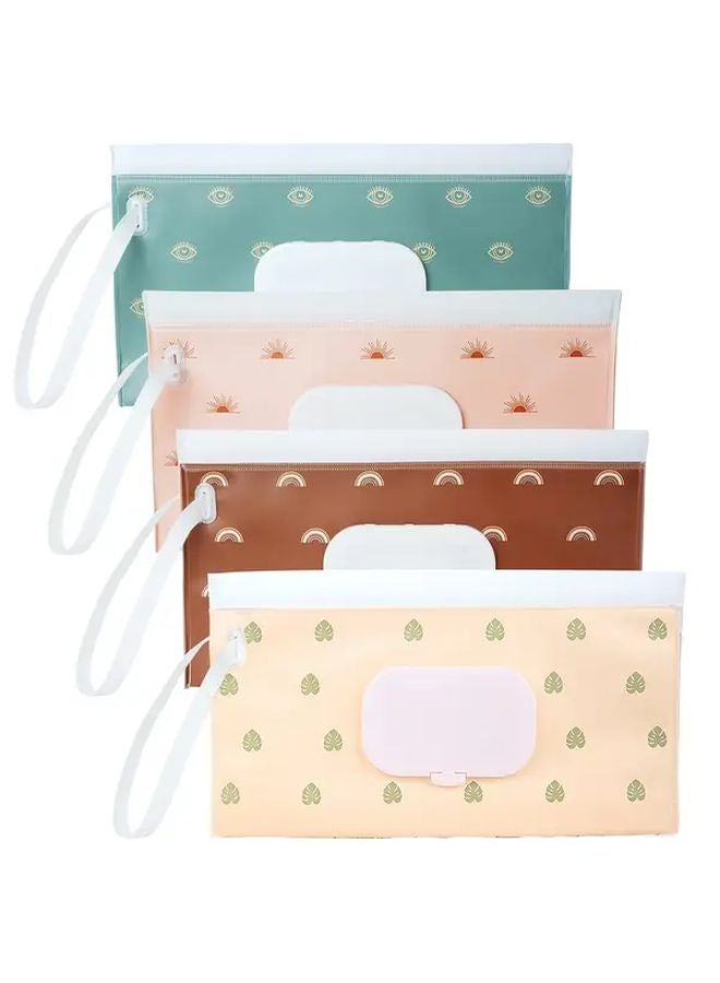 4 Pack Portable Wet Wipe Cases With Clip Lanyard Polychrome - Image 1