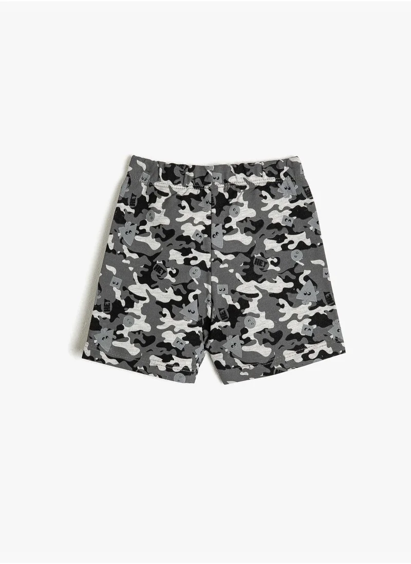 KOTON Camouflage Patterned Medium Rise Shorts