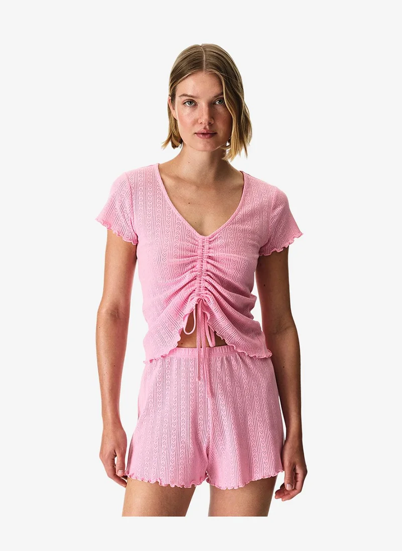 بنتي Women Rosalie Pointel Short Sleeve Shorts Pink Set