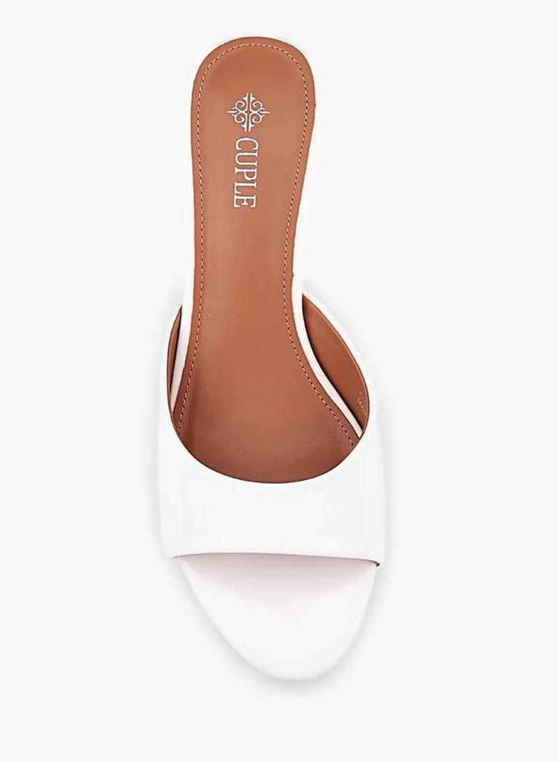 Cuple White Women Heeled Slide Sandals for Women | Best Price UAE