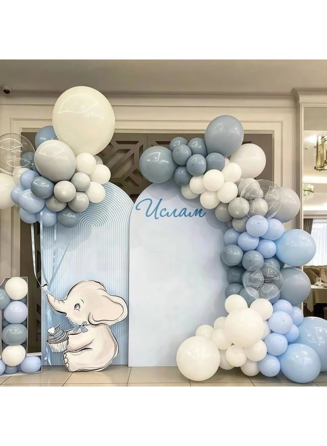 Togvu Dusty Blue Green Grey Balloon Garland Arch Kit, 112 Pcs Dusty Slate Blue Sage Green Pastel Blue Grey White Balloon Arch Kit for Boys Men Women Birthday Wedding Baby Bridal Shower Party Decorations - Image 5