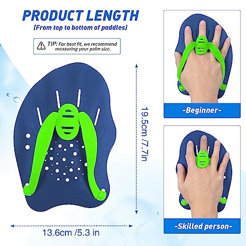 Grstltd Swimming Paddles for Hands Swim Training Hand Paddles with Adjustable Straps for Adults and Kids Unisex Professional Swimming Accessories 1 Pair GreenBlue - Image 3