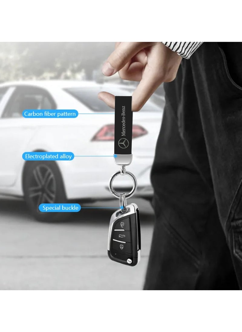 Mercedes-Benz - Car Key Chain Super Finish Metal Ring Leather Strap Keychain MERCEDES-BENZ - Image 1