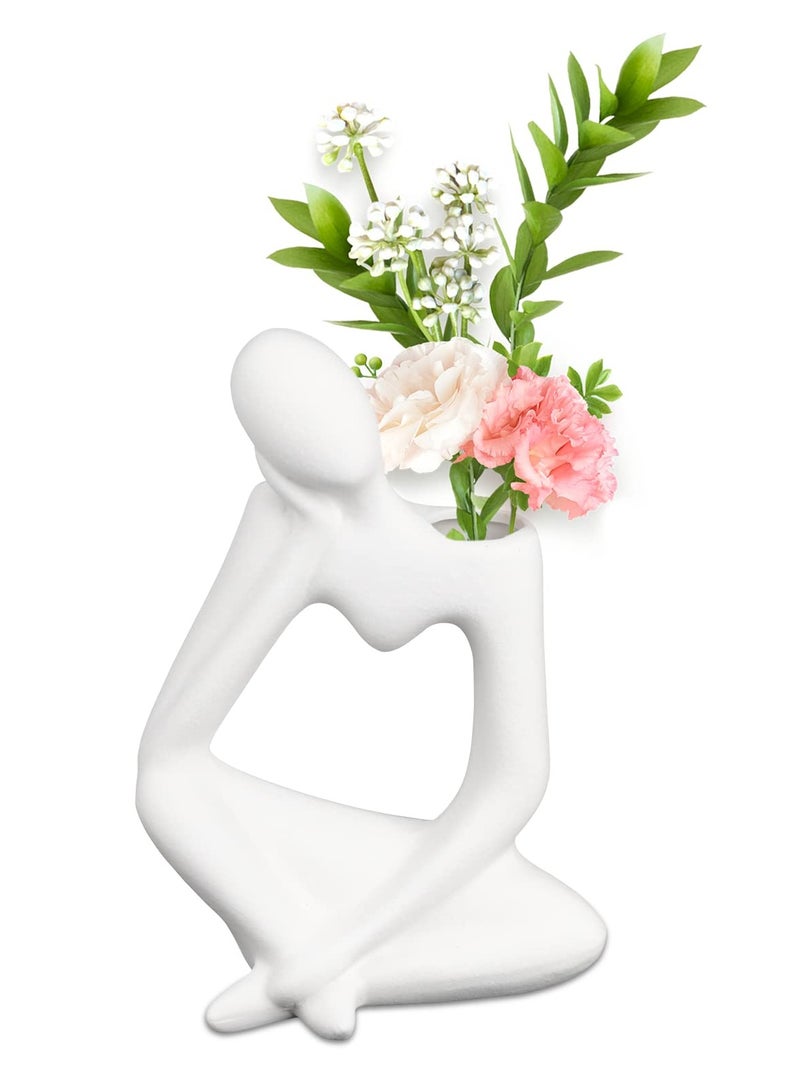 SYOSI White Ceramic Vase Dried Flower Vase Pampas Grass Vase Idea Gift Suitable for Many Scenes Humanoid Home Vase Decor Accessories Minimalist Home Living Room Office Décor for Flower Arrangements - Image 1