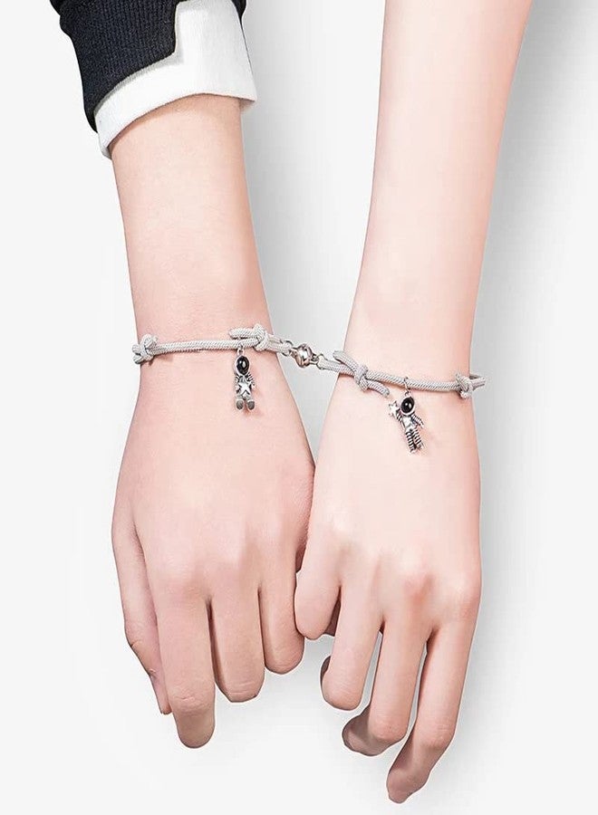VIEN Unisex-Adult Attraction Star Magnetic Bracelets For Couples Jewelry Gifts Set For Couple Mutual Relationship Matching Friendship Grey Braided Rope - Image 3