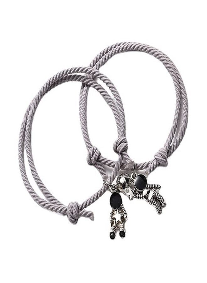 VIEN Unisex-Adult Attraction Star Magnetic Bracelets For Couples Jewelry Gifts Set For Couple Mutual Relationship Matching Friendship Grey Braided Rope - Image 2