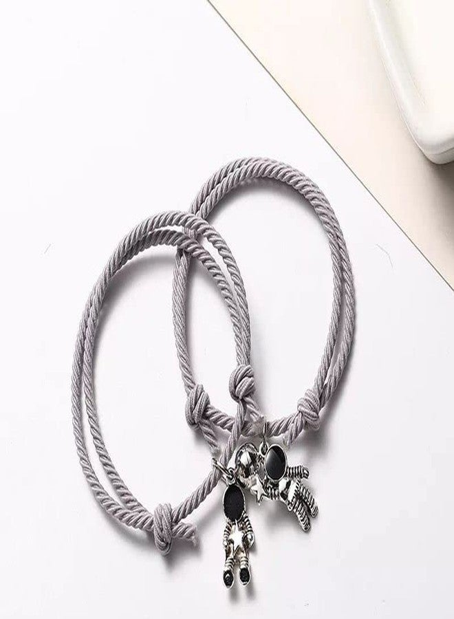 VIEN Unisex-Adult Attraction Star Magnetic Bracelets For Couples Jewelry Gifts Set For Couple Mutual Relationship Matching Friendship Grey Braided Rope - Image 4