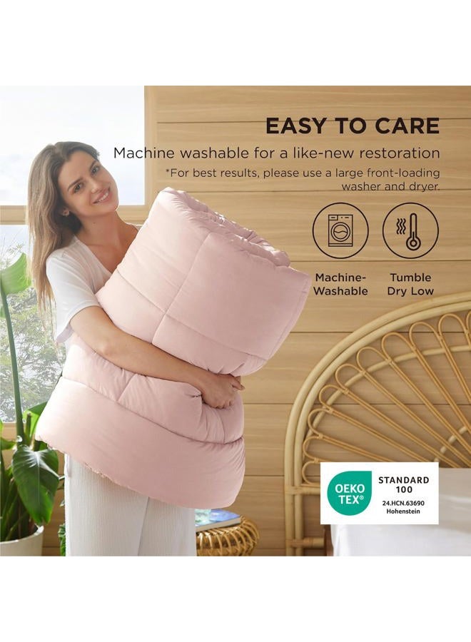 Bedsure Comforter Duvet Insert - Quilted Comforters Full Size, All Season Duvet, GentleSoft Down Alternative Bedding, with 8 Tabs, Gifts for Women/Men, Pink, Full 86 x 82 Inches - Image 5