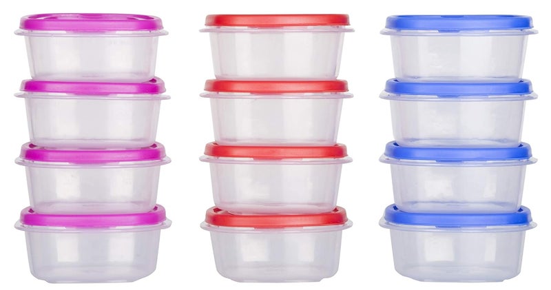 Cutting EDGE Super Sturdy Tiny Airtight Spice Kitchen Storage Containers Fridge Utility Pickle jar Sauce Dip Container 125ml Set of 12 Multicolor - Image 1