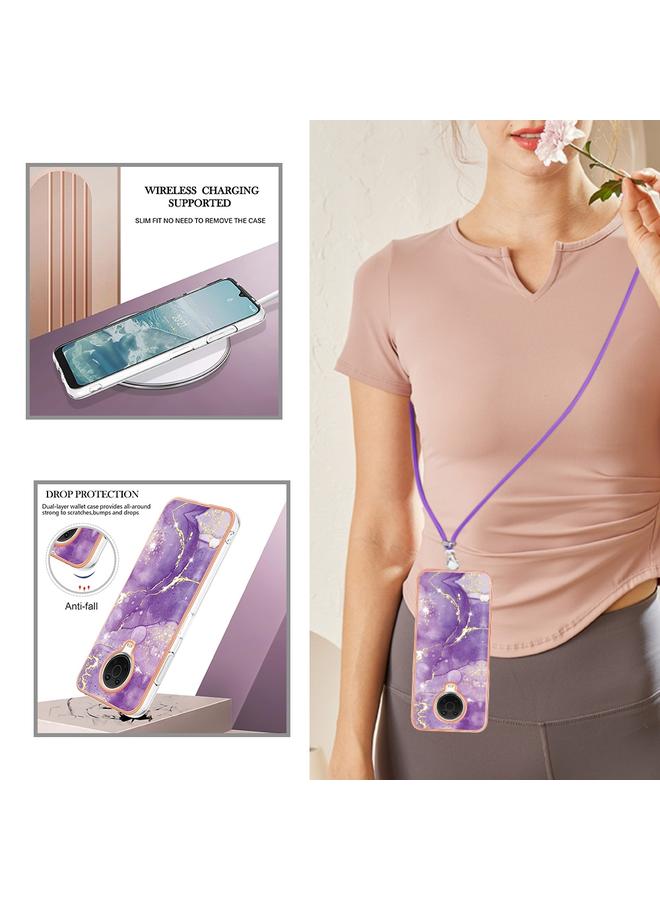 S-TOP Case For Nokia G20 / G10 Electroplating Marble Pattern TPU Phone Case with Lanyard - Image 4