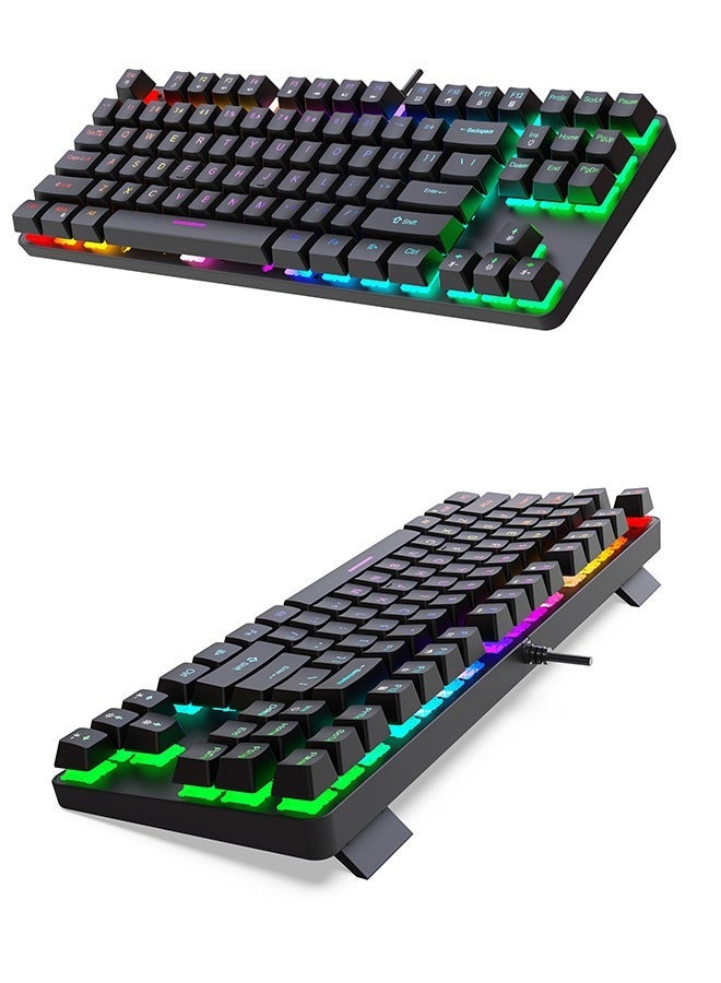 Joshberg K87 Mechanical Gaming Keyboard with Blue Switches,Wired Keyboard with RGB LED Backlit 87 Keys,16 Lighting Modes for E-sport/Office(Black) - Image 3