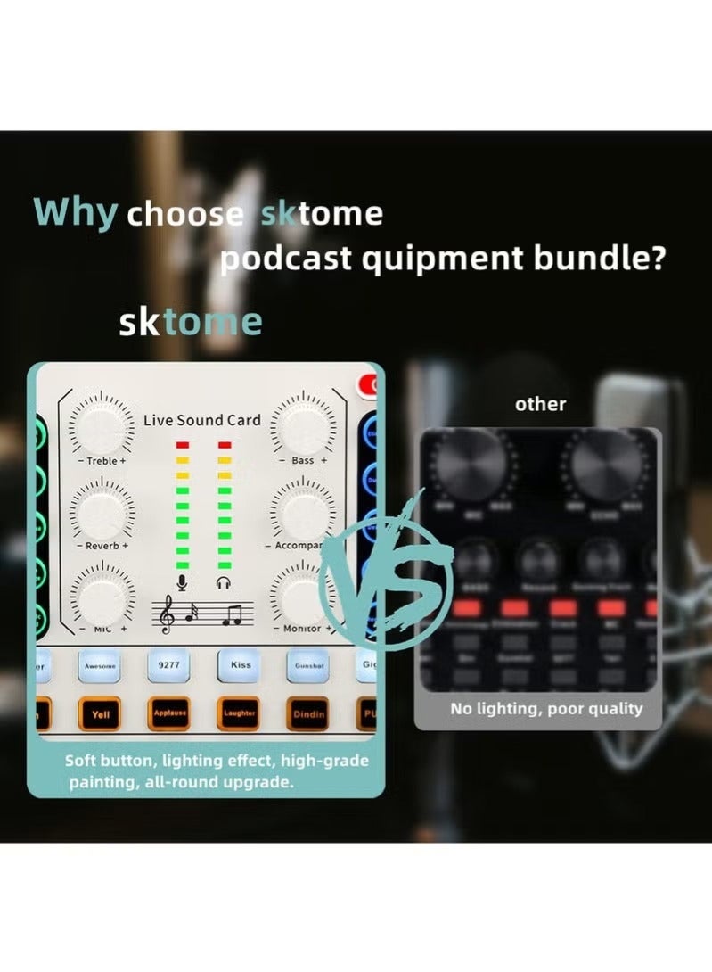 M8 Live Sound Card DSP Chip Twelve Ambient Sounds Four Kinds Of Sound Changes Live Broadcast DJ Mixer Music Recording Guitars TikTok Facebook YouTube USB Bluetooth - Image 4