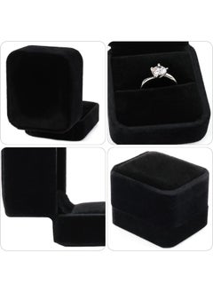 ECVV ECVV 2Pcs Velvet Ring Boxes, Earring Pendant Jewelry Case, Ring Earrings Gift Boxes, Jewellry Display Wine, Ring Box|2.4x1.97x1.8 inch||Black|  - Image 5