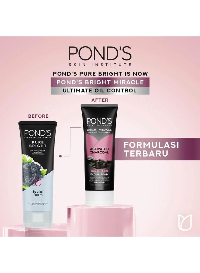 PONDS Bright Miracle Ultimate Oil Control Activated Charcoal Facial Foam 100 g - Image 2