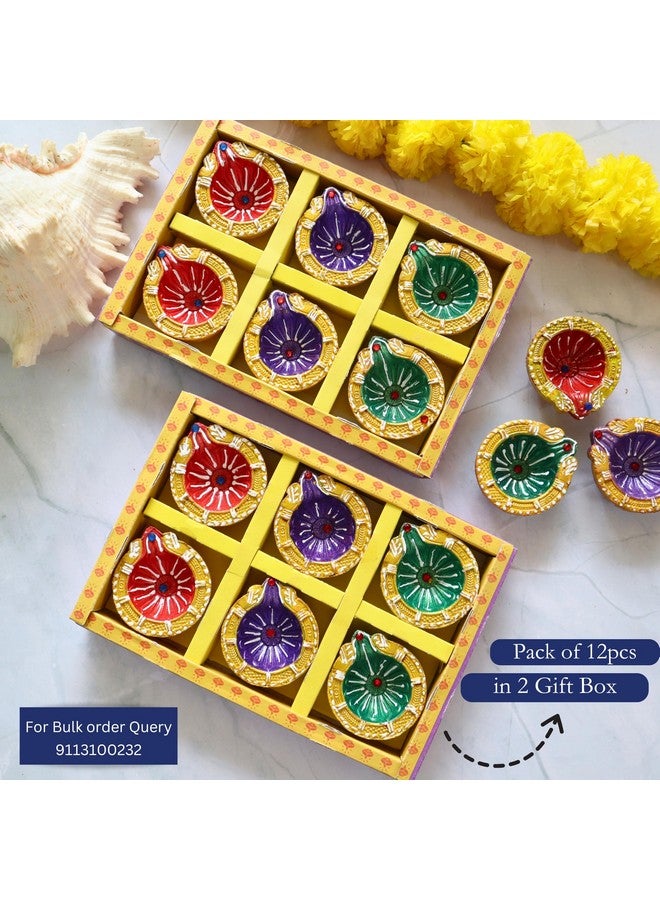 Indian Karigar 12 Diyas for Diwali Festival Diwali Diya for Diwali Decoration Items for Home Decor Terracotta Decorative Diyas for Diwali Diyas for Decoration Diwali Gift Hampers (Diya for Diwali) - Image 2