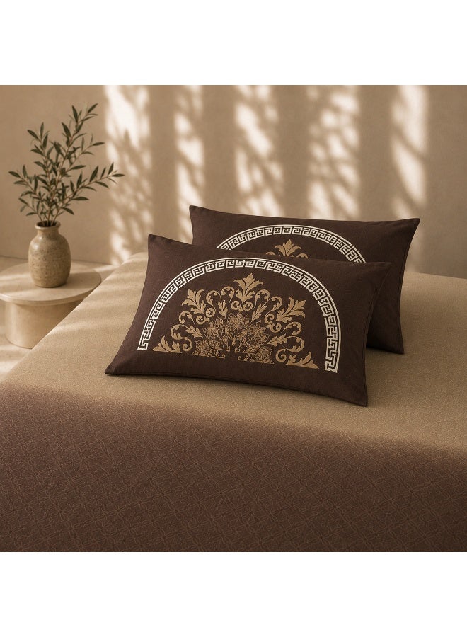 ملاءة سرير من القطن 100% بطبعة متدرجة اللون (أومبري) باللون البني - Image 2