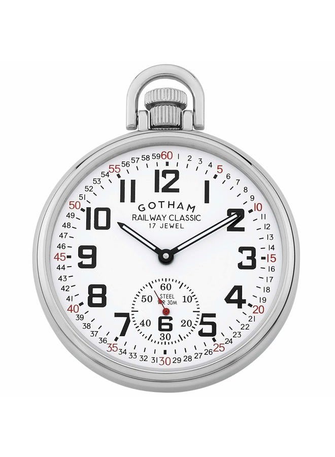 Gotham Men's Stainless Steel Mechanical Hand Wind Railroad Style Pocket Watch # GWC14108S - Image 1