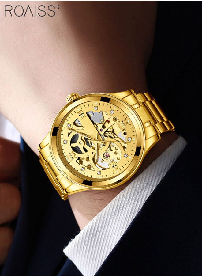 Men's Stainless Steel Strap Mechanical Watch Analog Display Round Gold Dial with Hollow Pattern Decoration Waterproof Luminous Wristwatch as Gift for Men - pzsku/ZD233321DC52E7413E01AZ/45/_/1682391714/68ad8360-cc27-4b71-9afc-87a849d7adc1