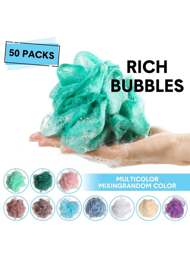 Chengu 50 Pack Loofah Sponge Bath Sponge Shower Loofah Mesh Shower Ball Bath Pouf Wash Body Puff For Women Men 30 G (Multicolor) - Image 3