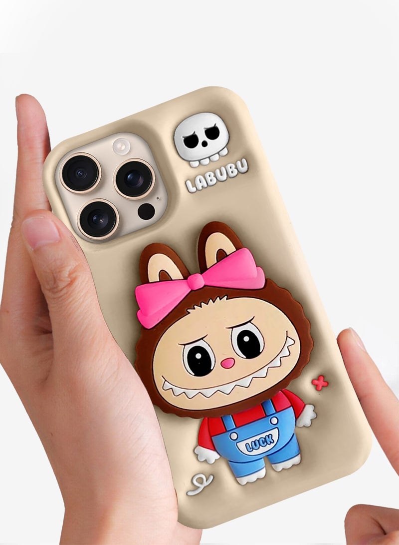 CATANES 2Packs Case Cover Soft Silicone for Apple iPhone 16 Pro Max Labubu Elegant Protection and Quad-Camera Precision Cutout - Cream - Image 2