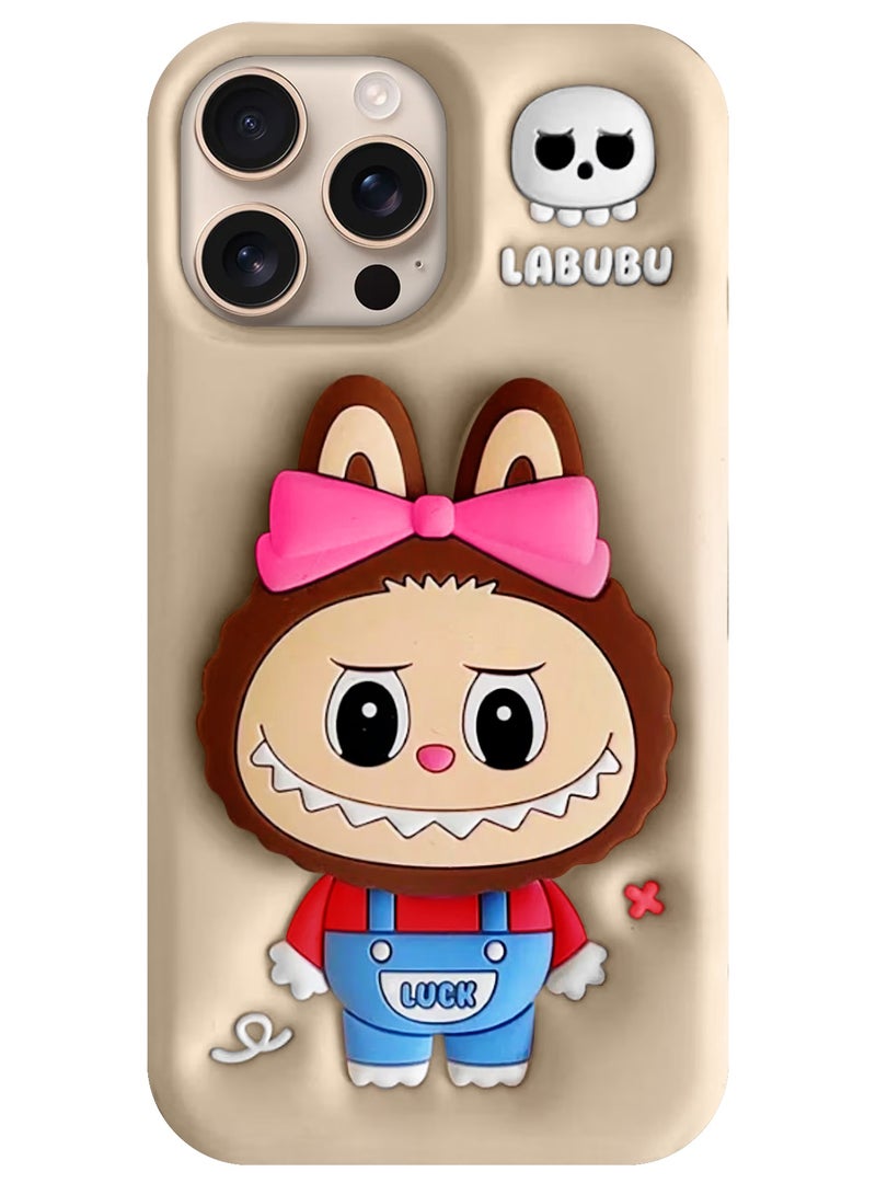 CATANES 2Packs Case Cover Soft Silicone for Apple iPhone 16 Pro Max Labubu Elegant Protection and Quad-Camera Precision Cutout - Cream - Image 3