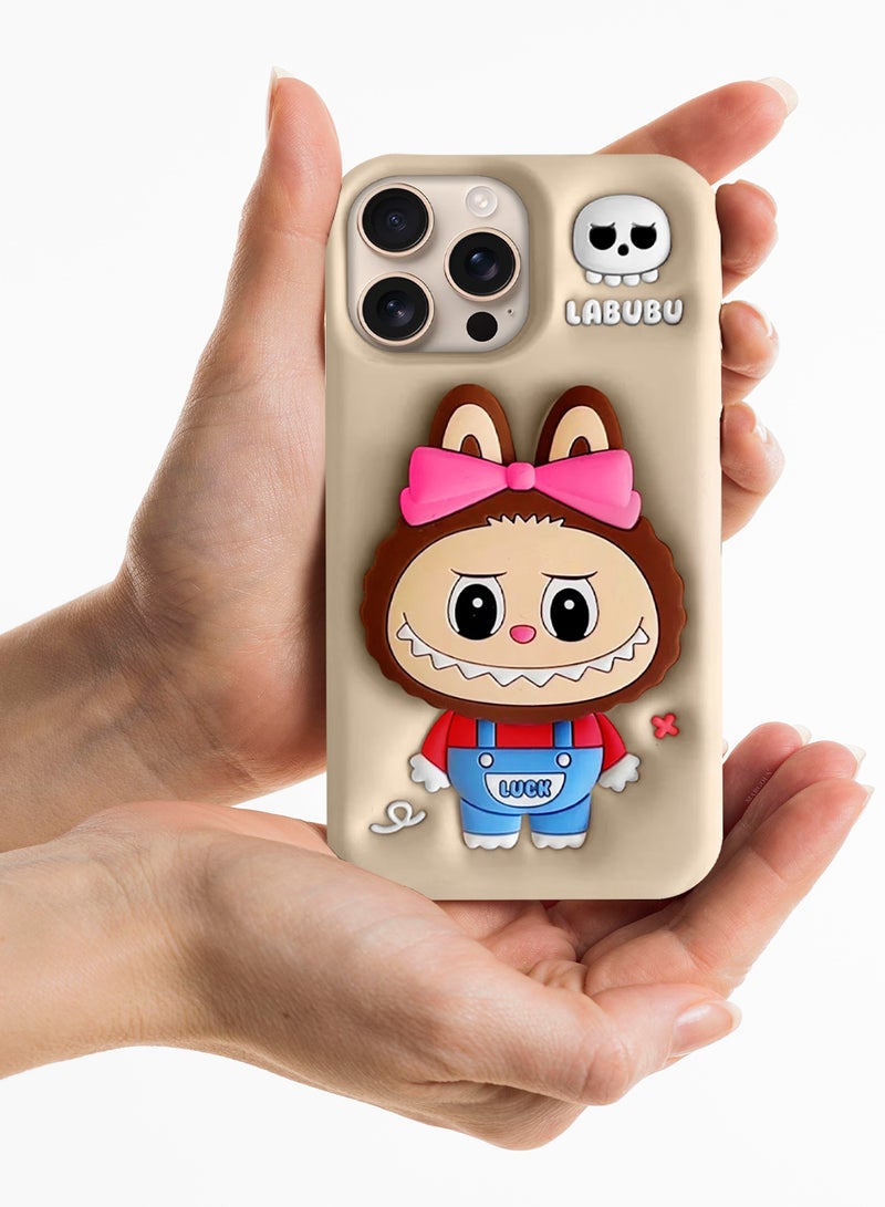 CATANES 2Packs Case Cover Soft Silicone for Apple iPhone 16 Pro Max Labubu Elegant Protection and Quad-Camera Precision Cutout - Cream - Image 1