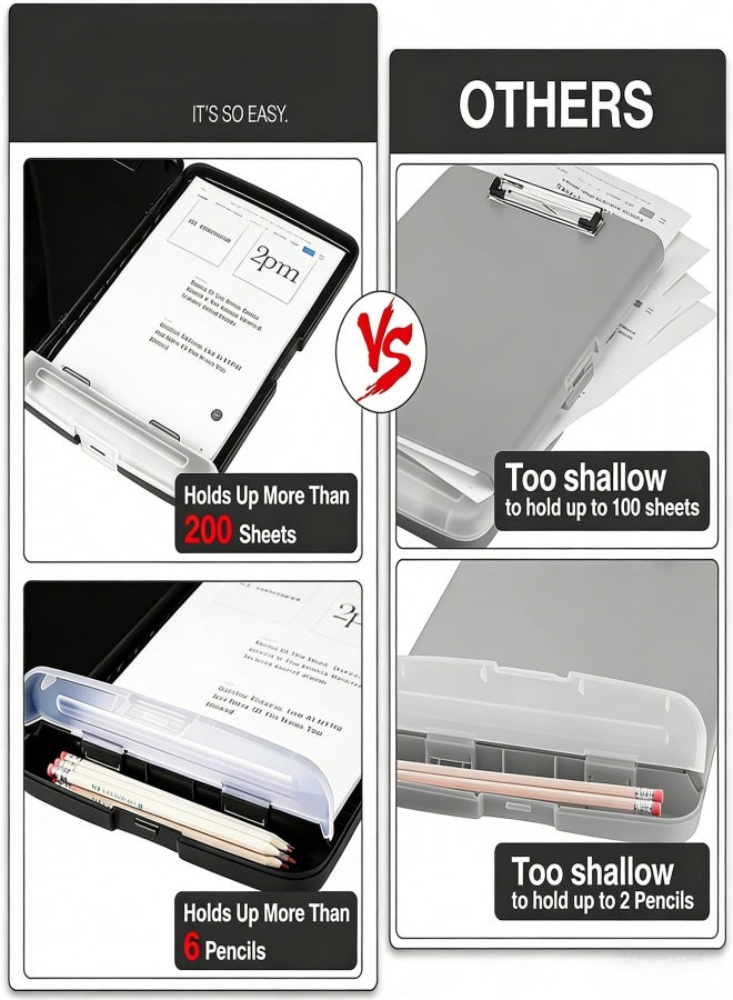 Clipboard with Storage, High Capacity Nursing Clip Board 8.5 x 11 with Pen Holder & Low Profile Clip, Plastic Clipboards Case Box, Teacher Must Haves School Office Supplies,Letter Size/ A4 - Image 2