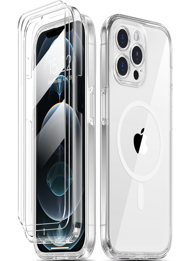 COOLQO Magnetic for iPhone 12 Pro Case with Screen Protectors, Compatible with MagSafe, Military Grade Drop Protection, Dual Layer Design Heavy Duty Protective Shockproof Phone Case, Clear - Image 1