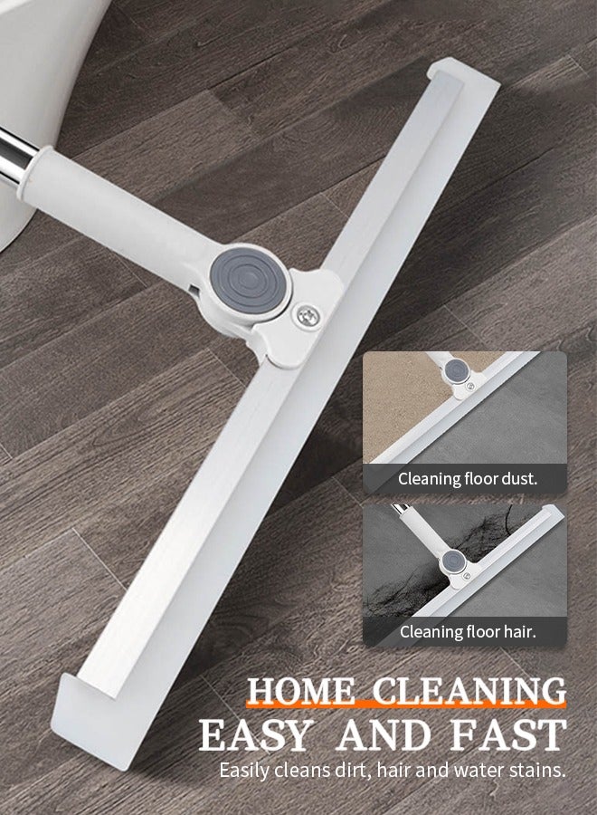 Household Long-Handled Glass Cleaner, Large Magic Broom With 180° Rotation, Retractable Rubber Broom, Stainless Steel Hair Cleaner, Suitable For Cleaning Glass, Fine Dust, Hair, Liquid, Stains  - Image 5