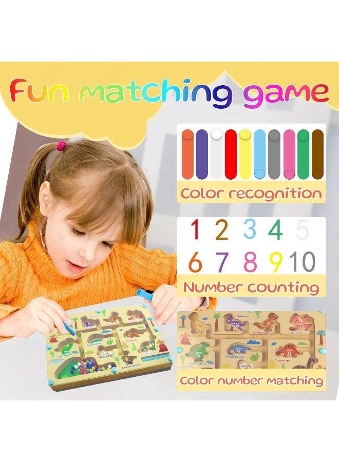 عالية الجودة متاهة الألوان والأرقام المغناطيسية، ألعاب مطابقة العد من مونتيسوري، لوحة ألغاز خشبية لتعلم مطابقة الألوان والعد للأطفال الصغار والأولاد والبنات ومرحلة ما قبل المدرسة من سن 3 إلى 5 سنوات - Image 2