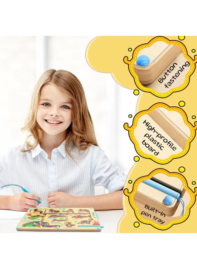 عالية الجودة متاهة الألوان والأرقام المغناطيسية، ألعاب مطابقة العد من مونتيسوري، لوحة ألغاز خشبية لتعلم مطابقة الألوان والعد للأطفال الصغار والأولاد والبنات ومرحلة ما قبل المدرسة من سن 3 إلى 5 سنوات - Image 4