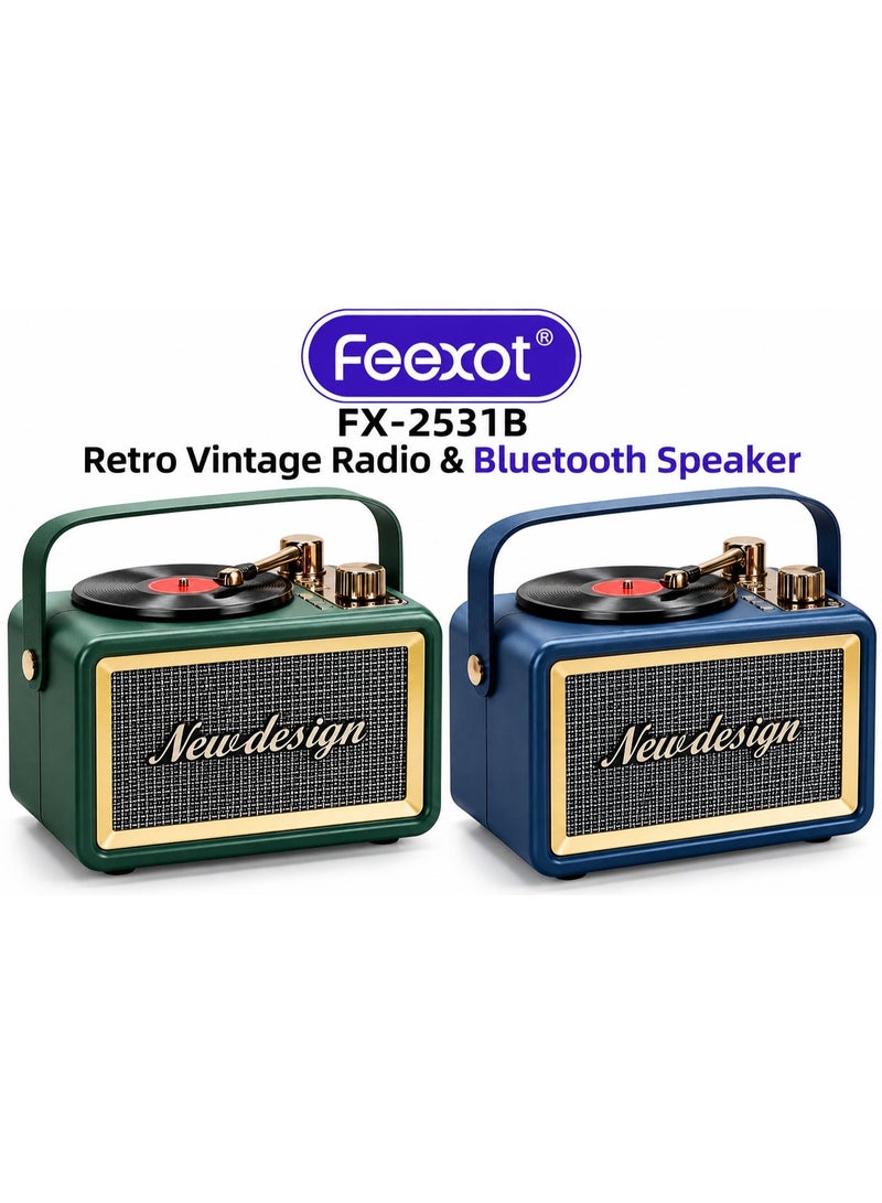 Feexot FX-2531B Retro Gramophone Style Bluetooth Speaker & FM Radio, Multicolour Home Decor Ornament - Image 5