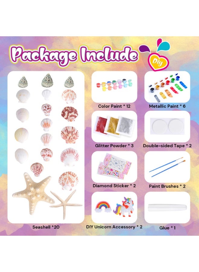 دايتويز مجموعة أعمال يدوية لرسم حورية البحر ووحيد القرن - مجموعة فنية إبداعية مع بريق وملصقات وألوان للأطفال من سن ٣ إلى ٨ سنوات. - Image 4