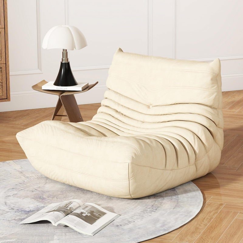 Snug Sofee Bean Bag Chair for Adults Lazy Floor Sofa Couch Adult Size with Soft Waterproof Fabric for Living Room Apartments Reading Corner Gaming and Movie Venue White