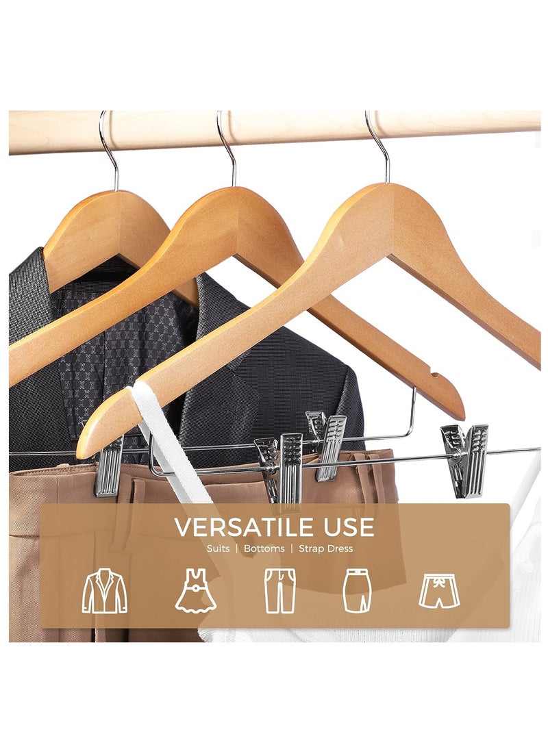 DUNISO 12 Pack Wooden Hangers With Clips,High Grade Wooden Suit Hangers，Smooth Finish Solid Wood Coat Hanger，With Clips Heavy Duty Hangers，for Camisole,Jacket,Pant,Dress Clothes  - Image 2