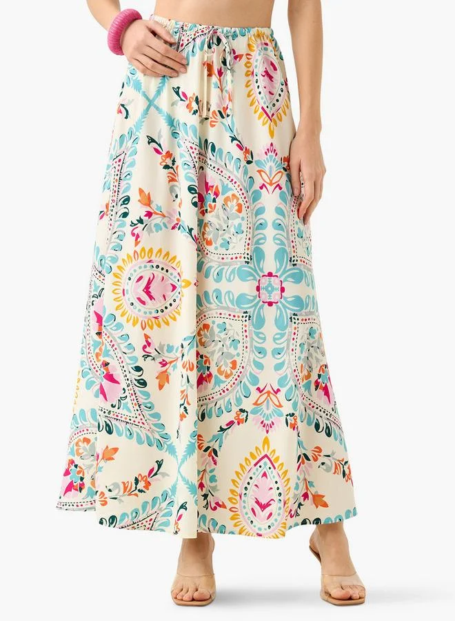 سبلاش فيڤ تنورة ماكسي مطبوعة بربطة عنق