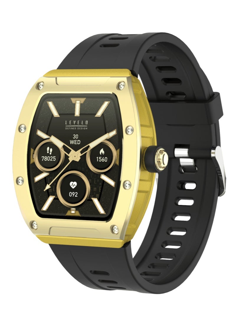 Spectrum Ladies Smart watch / Built-in Microphone & Speaker / Music Playback / Quick Menu Navigation / Built-in Games / Reminders / Single-Chip BT & Calling / Built-in Calculator / Up to 6 Days Bluetooth Connected - Black/Gold