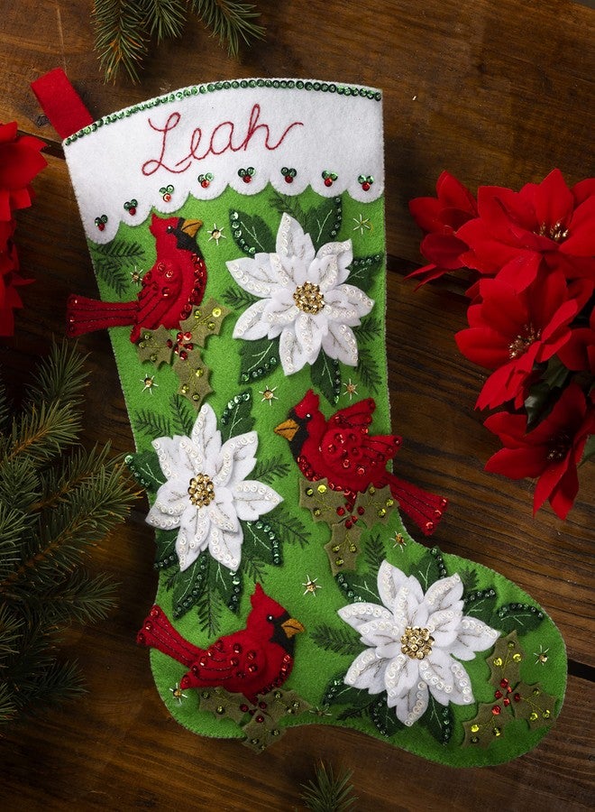 Bucilla Felt Applique 18" Stocking Making Kit, Blossoms and Birds, Perfect for DIY Arts and Crafts, 89554E - Image 2