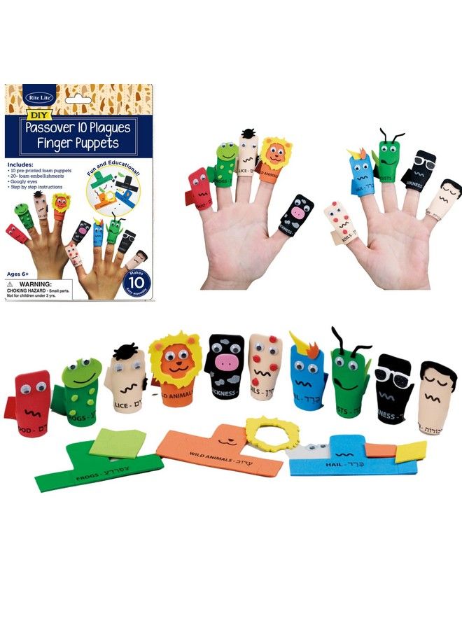 Rite Lite Ten Plague Finger Puppets For Story Time, Education, Passover, And Party Favors Passover Gifts - Image 1