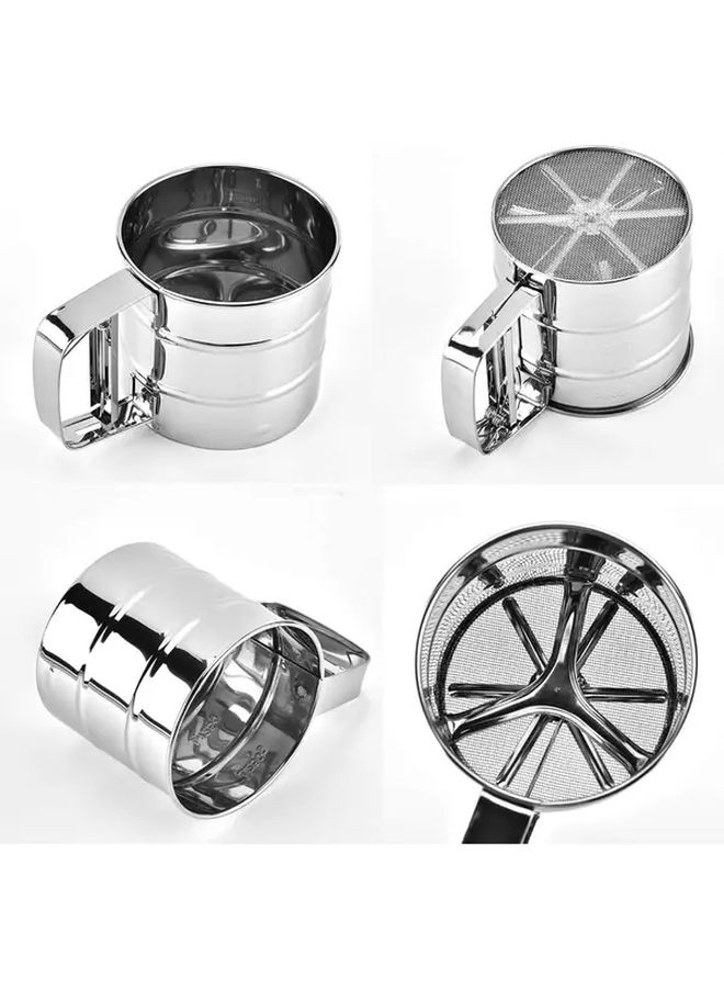 304 Stainless Steel Manual Handheld Flour Sifter Heavy Duty Fine Mesh Baking Sieve - Image 4