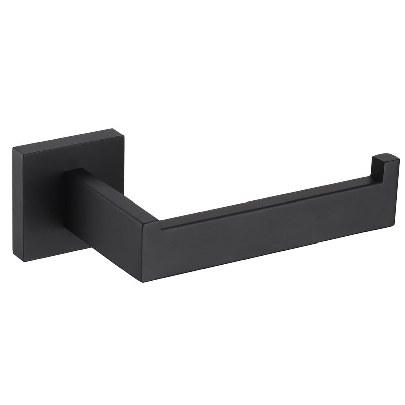 Angle Simple حامل ورق المرحاض، حامل من الفولاذ المقاوم للصدأ بسيط بزاوية، حامل لفافة ورق المرحاض مع ذراع مفتوحة، مثبت على الحائط، أسود غير لامع - Image 1