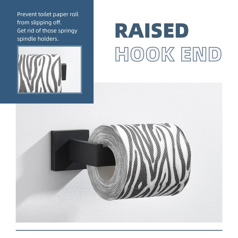 Angle Simple حامل ورق المرحاض، حامل من الفولاذ المقاوم للصدأ بسيط بزاوية، حامل لفافة ورق المرحاض مع ذراع مفتوحة، مثبت على الحائط، أسود غير لامع - Image 5